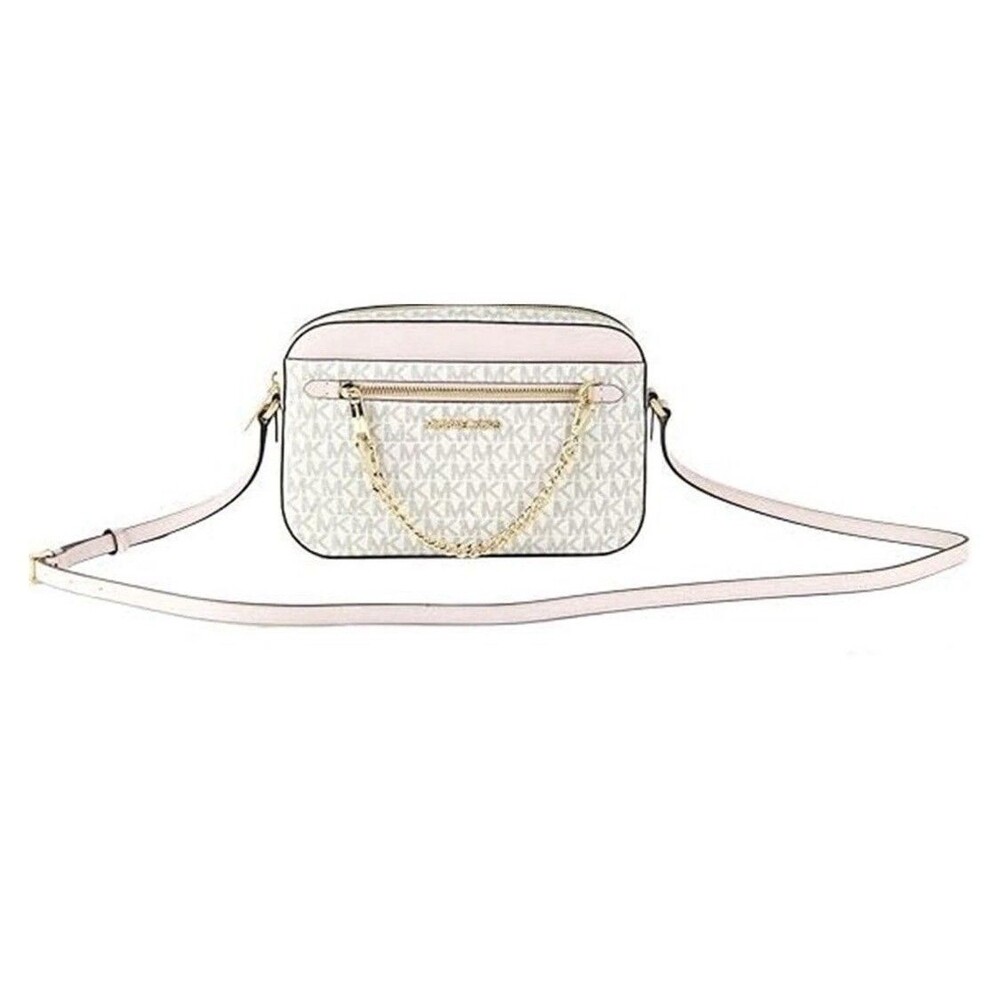 New Michael Kors Jet Large East West Zip Chain Crossbody Bag Vanilla Pink - Picture 7 of 16